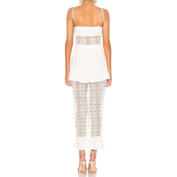 For Love & Lemons Women's Sz M Light Green Lovebird Lace Midi Dress - Picture 13 of 13